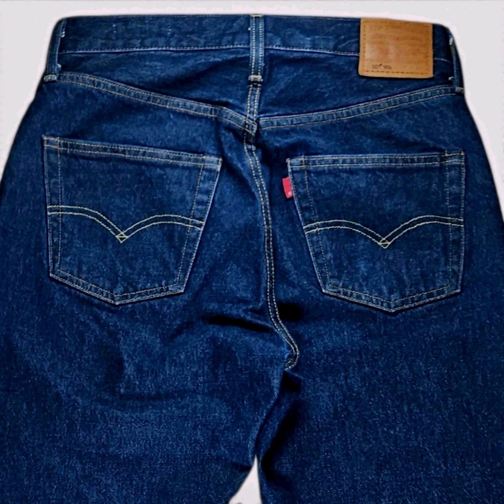 Levis 501 '90s Cuff Straight Selvedge Denim Jeans 28x36 Rinsey Rinse Button Fly - Picture 13 of 16
